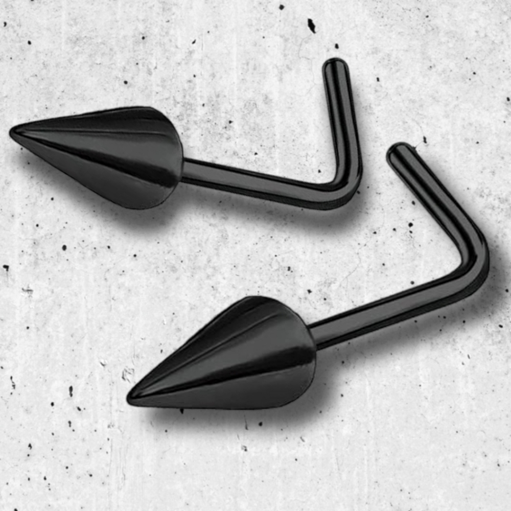 ⭐ NWT 2PC Punk Black 20G 3MM Spike Nose Rings